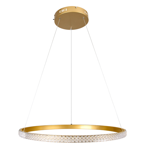 GLOBOSTAR® DIAMOND 61131 Μοντέρνο Κρεμαστό Φωτιστικό Οροφής LED 45W 5230lm 360° AC 220-240V IP20 Ρυθμιζόμενο Λευκό CCT με Χειριστήριο από 2700K έως 6000K Dimmable - Lumileds SMD Chip - Χρυσό Βούρτσας - Μ60 x Π60 x Υ3cm - 3 Χρόνια Εγγύηση