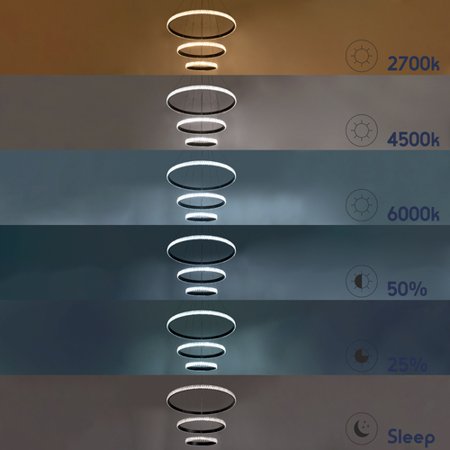 GLOBOSTAR® DIAMOND TRIO 61140 Μοντέρνο Κρεμαστό Φωτιστικό Οροφής LED 150W 18379lm 360° AC 220-240V IP20 Ρυθμιζόμενο Λευκό CCT με Χειριστήριο από 2700K έως 6000K Dimmable - Lumileds SMD Chip - Μαύρο Ματ - Μ100 x Π100 x Υ100cm - 3 Χρόνια Εγγύηση