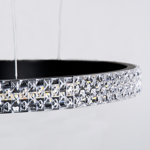 GLOBOSTAR® DIAMOND TRIO 61142 Μοντέρνο Κρεμαστό Φωτιστικό Οροφής LED 100W 12123lm 360° AC 220-240V IP20 Ρυθμιζόμενο Λευκό CCT με Χειριστήριο από 2700K έως 6000K Dimmable - Lumileds SMD Chip - Μαυρό Ματ - Μ110 x Π110 x Υ60cm - 3 Χρόνια Εγγύηση
