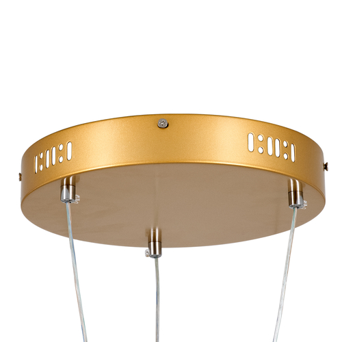 GLOBOSTAR® DIAMOND TRIO 61145 Μοντέρνο Κρεμαστό Φωτιστικό Οροφής LED 120W 14723lm 360° AC 220-240V IP20 Ρυθμιζόμενο Λευκό CCT με Χειριστήριο από 2700K έως 6000K Dimmable - Lumileds SMD Chip - Χρυσό Βούρτσας - Μ150 x Π150 x Υ60cm - 3 Χρόνια Εγγύηση