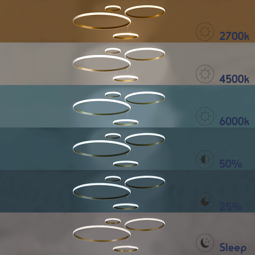 GLOBOSTAR® DIAMOND TETRA 61149 Μοντέρνο Κρεμαστό Φωτιστικό Οροφής LED 150W 18379lm 360° AC 220-240V IP20 Ρυθμιζόμενο Λευκό CCT με Χειριστήριο από 2700K έως 6000K Dimmable - Lumileds SMD Chip - Χρυσό Βούρτσας - Μ150 x Π150 x Υ60cm - 3 Χρόνια Εγγύηση