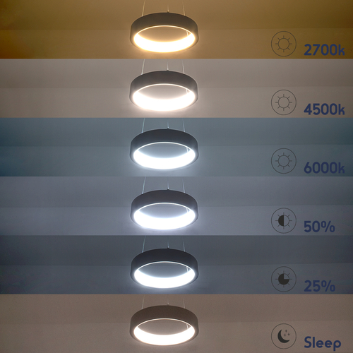 GLOBOSTAR® NEMESIS 61153 Μοντέρνο Κρεμαστό Φωτιστικό Οροφής LED 20W 2356lm 360° AC 220-240V IP20 Ρυθμιζόμενο Λευκό CCT με Χειριστήριο από 2700K έως 6000K Dimmable - Lumileds SMD Chip - Λευκό Ματ - Μ25 x Π25 x Υ4cm - 3 Χρόνια Εγγύηση