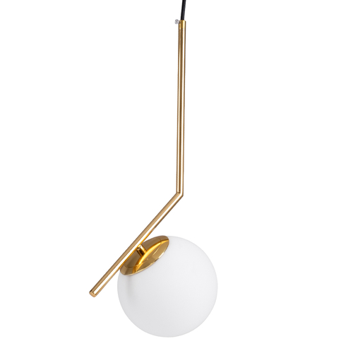 GLOBOSTAR® MONROE 00958 Μοντέρνο Κρεμαστό Φωτιστικό Οροφής με Ντουί 1 x E27 AC 220-240V IP20 - Χρυσό Πλατίνα & Λευκό - Μ15 x Π15 x Υ49cm