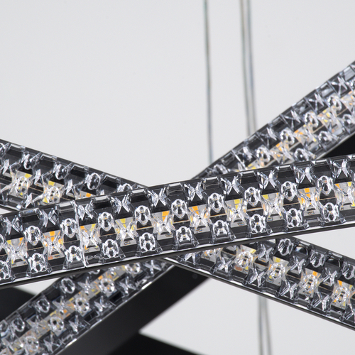 GLOBOSTAR® DIAMOND TRIO 61140-DECO Μοντέρνο Κρεμαστό Φωτιστικό Οροφής LED 150W 18379lm 360° AC 220-240V IP20 Ρυθμιζόμενο Λευκό CCT με Χειριστήριο από 2700K έως 6000K Dimmable - Lumileds SMD Chip - Μαύρο Ματ - Μ100 x Π100 x Υ100cm - 3 Χρόνια Εγγύηση