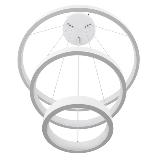 GLOBOSTAR® NEMESIS TRIO 61168-DECO Μοντέρνο Κρεμαστό Φωτιστικό Οροφής LED 100W 12123lm 360° AC 220-240V IP20 Ρυθμιζόμενο Λευκό CCT με Χειριστήριο από 2700K έως 6000K Dimmable - Lumileds SMD Chip - Λευκό Ματ - Μ60 x Π60 x Υ60cm - 3 Χρόνια Εγγύηση