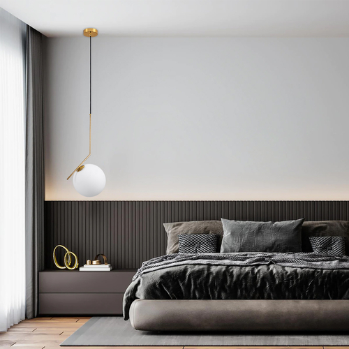 GLOBOSTAR® MONROE 00956 Μοντέρνο Κρεμαστό Φωτιστικό Οροφής με Ντουί 1 x E27 AC 220-240V IP20 - Χρυσό & Λευκό - Μ30 x Π30 x Υ75cm