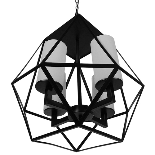 GLOBOSTAR® DASTAR 01001-1 Vintage Κρεμαστό Φωτιστικό Οροφής με Ντουί 4 x E27 AC 220-240V IP20 - Μαύρο & Λευκό - Μ52 x Π52 x Υ53cm