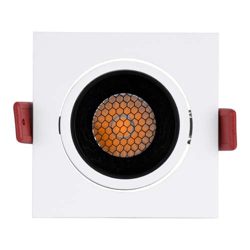 GLOBOSTAR® LEO-SQ 60289 Χωνευτό Κινούμενο Downlight Σποτ με Honeycomb Anti Glare Reflector LED 10W 1250lm 38° AC 220-240V IP20 Θερμό Λευκό 2700K - Bridgelux COB Chip & TÜV SÜD Driver - Λευκό & Μαύρο Ματ - Μ8.5 x Π8.5 x Υ6.6cm / Q7.5 x 7.5cm - 5 Χρόνια Εγγύηση
