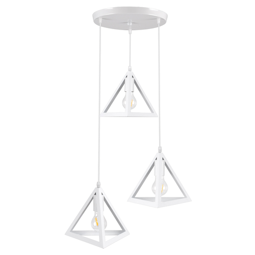 GLOBOSTAR® TRIANGLE 00617 Μοντέρνο Κρεμαστό Φωτιστικό Οροφής με Ντουί 3 x E27 AC 220-240V IP20 - Λευκό - Μ49 x Π49 x Y130cm