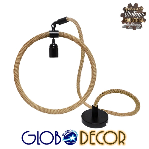 GLOBOSTAR® MALVERN 10001239 Vintage Κρεμαστό Φωτιστικό Οροφής με Ντουί 1 x E27 AC 220-240V IP20 - Μαύρο & Μπεζ - Μ34 x Π22 x Υ34cm