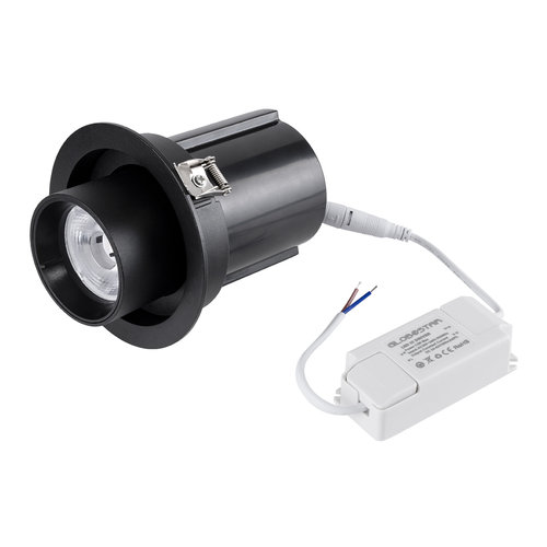 GLOBOSTAR® VIRGO-M 60309 Χωνευτό Κινούμενο Downlight Σποτ LED 12W 1500lm 36° AC 220-240V IP20 Θερμό Λευκό 2700K - Bridgelux COB Chip & TÜV SÜD Driver - Μαύρο Ματ - Μ11 x Π11 x Υ11.5cm / Q9.5cm - 5 Χρόνια Εγγύηση