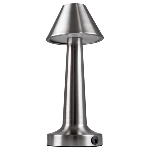 GloboStar® MOLLY 76516 Επαναφορτιζόμενο Επιτραπέζιο Φωτιστικό Πορτατίφ LED 1.5W 105lm 120° DC 5V IP44 Θερμό Λευκό 2700K Dimmable Ασημί Αλουμίνιο - Μ10 x Π10 x Υ23cm - 2 Xρόνια Εγγύηση