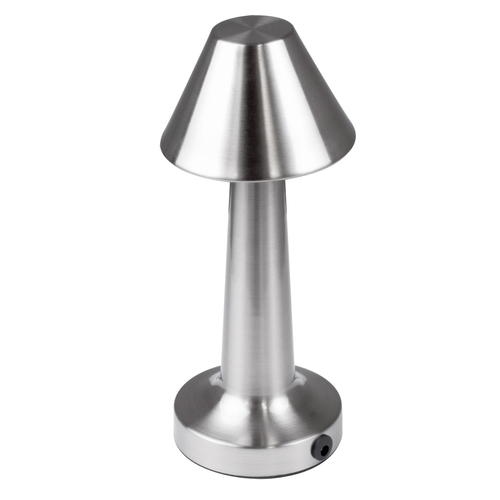 GloboStar® MOLLY 76516 Επαναφορτιζόμενο Επιτραπέζιο Φωτιστικό Πορτατίφ LED 1.5W 105lm 120° DC 5V IP44 Θερμό Λευκό 2700K Dimmable Ασημί Αλουμίνιο - Μ10 x Π10 x Υ23cm - 2 Xρόνια Εγγύηση