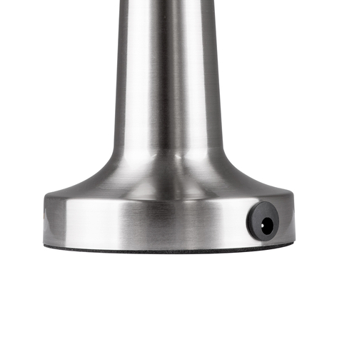 GloboStar® MOLLY 76516 Επαναφορτιζόμενο Επιτραπέζιο Φωτιστικό Πορτατίφ LED 1.5W 105lm 120° DC 5V IP44 Θερμό Λευκό 2700K Dimmable Ασημί Αλουμίνιο - Μ10 x Π10 x Υ23cm - 2 Xρόνια Εγγύηση