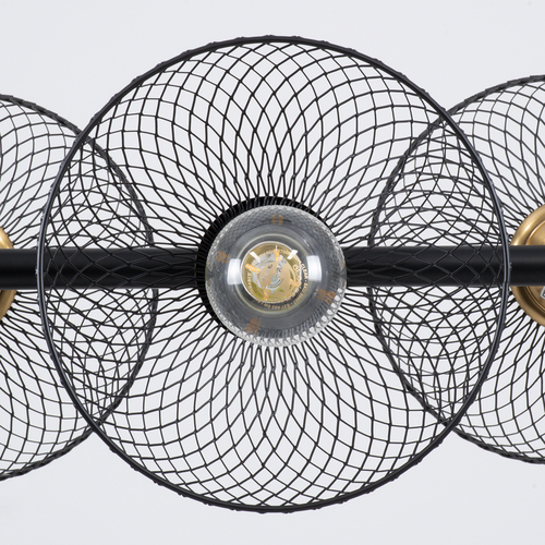 GLOBOSTAR® VERONA 00588 Μοντέρνο Κρεμαστό Φωτιστικό Οροφής με Ντουί 9 x E27 AC 220-240V IP20 - Μαύρο & Χρυσό - Μ140 x Π28 x Υ20cm