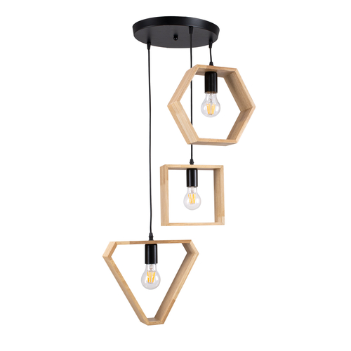 GLOBOSTAR® ELISE 00683 Μοντέρνο Κρεμαστό Φωτιστικό Οροφής με Ντουί 3 x E27 AC 220-240V IP20 - Μπεζ & Μαύρο - Μ55 x Π55 x Υ130cm