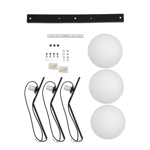 GLOBOSTAR® MONROE 00954 Μοντέρνο Κρεμαστό Φωτιστικό Οροφής με Ντουί 3 x E27 AC 220-240V IP20 - Μαύρο & Λευκό - Μ74 x Π25 x Υ50cm