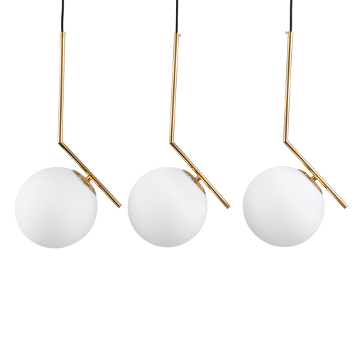 GLOBOSTAR® MONROE 00955 Μοντέρνο Κρεμαστό Φωτιστικό Οροφής με Ντουί 3 x E27 AC 220-240V IP20 - Χρυσό & Λευκό - Μ74 x Π25 x Υ50cm