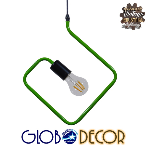 GLOBOSTAR® LIBBY 01096-1 Παιδικό Κρεμαστό Φωτιστικό Οροφής με Ντουί 1 x E27 AC 220-240V IP20 - Πράσινο & Μαύρο - Μ31 x Π31 x Υ16cm