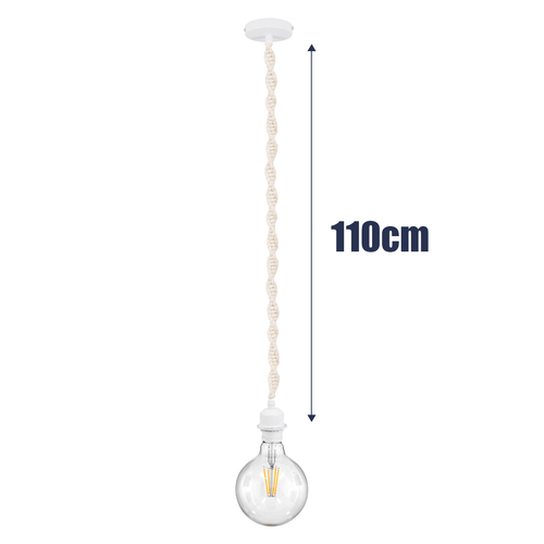 GLOBOSTAR® SHAQRA 36215 Μοντέρνο Κρεμαστό Φωτιστικό Οροφής με Ντουί 1 x E27 AC 220-240V IP20 - Μπεζ & Λευκό - Μ4 x Π4 x Υ110cm