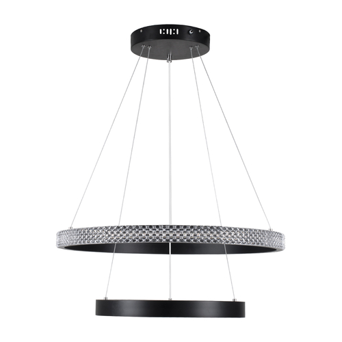 GLOBOSTAR® DIAMOND DUO 61150-DECO Μοντέρνο Κρεμαστό Φωτιστικό Οροφής LED 75W 8743lm 360° AC 220-240V IP20 Ρυθμιζόμενο Λευκό CCT με Χειριστήριο από 2700K έως 6000K Dimmable - Lumileds SMD Chip - Μαύρο Ματ - Μ60 x Π60 x Υ60cm - 3 Χρόνια Εγγύηση