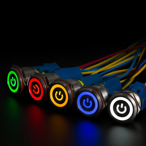 GLOBOSTAR® BUTTON 70786 Φωτιζόμενος Χωνευτός Διακόπτης Push On LED DC 12V 1 x 3A 690W Max Αδιάβροχο IP65 Κόκκινο - Μ1.8 x Π1.8 x Υ2cm