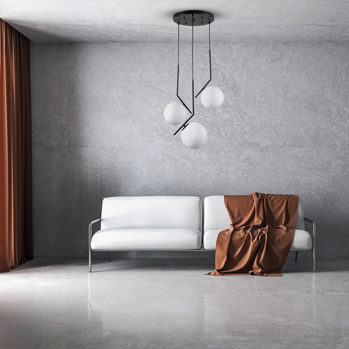 GLOBOSTAR® MONROE 00952 Μοντέρνο Κρεμαστό Φωτιστικό Οροφής με Ντουί 3 x E27 AC 220-240V IP20 - Μαύρο & Λευκό - Μ60 x Π60 x Υ50cm