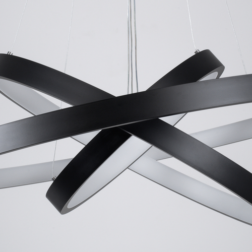 GLOBOSTAR® NEMESIS TRIO 61170 Μοντέρνο Κρεμαστό Φωτιστικό Οροφής LED 120W 14723lm 360° AC 220-240V IP20 Ρυθμιζόμενο Λευκό CCT με Χειριστήριο από 2700K έως 6000K Dimmable - Lumileds SMD Chip - Μαύρο Ματ - Μ80 x Π80 x Υ80cm - 3 Χρόνια Εγγύηση