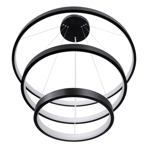 GLOBOSTAR® NEMESIS TRIO 61170-DECO Μοντέρνο Κρεμαστό Φωτιστικό Οροφής LED 120W 14723lm 360° AC 220-240V IP20 Ρυθμιζόμενο Λευκό CCT με Χειριστήριο από 2700K έως 6000K Dimmable - Lumileds SMD Chip - Μαύρο Ματ - Μ80 x Π80 x Υ80cm - 3 Χρόνια Εγγύηση