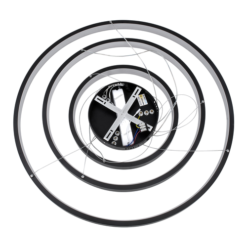 GLOBOSTAR® NEMESIS TRIO 61170-DECO Μοντέρνο Κρεμαστό Φωτιστικό Οροφής LED 120W 14723lm 360° AC 220-240V IP20 Ρυθμιζόμενο Λευκό CCT με Χειριστήριο από 2700K έως 6000K Dimmable - Lumileds SMD Chip - Μαύρο Ματ - Μ80 x Π80 x Υ80cm - 3 Χρόνια Εγγύηση