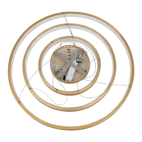 GLOBOSTAR® NEMESIS TRIO 61172-DECO Μοντέρνο Κρεμαστό Φωτιστικό Οροφής LED 120W 14723lm 360° AC 220-240V IP20 Ρυθμιζόμενο Λευκό CCT με Χειριστήριο από 2700K έως 6000K Dimmable - Lumileds SMD Chip - Χρυσό Βούρτσας - Μ80 x Π80 x Υ80cm - 3 Χρόνια Εγγύηση