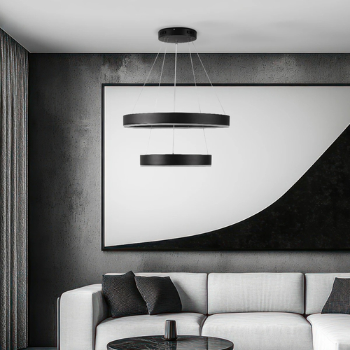 kelvo® VENOM 61185 Μοντέρνο Κρεμαστό Φωτιστικό Οροφής LED 75W 8818lm 120° AC 220-240V IP20 Ρυθμιζόμενο Λευκό CCT με Χειριστήριο από 2700K έως 6000K Dimmable - Lumileds SMD Chip - Μαύρο Ματ - Μ60 x Π60 x Υ40cm - 3 Χρόνια Εγγύηση