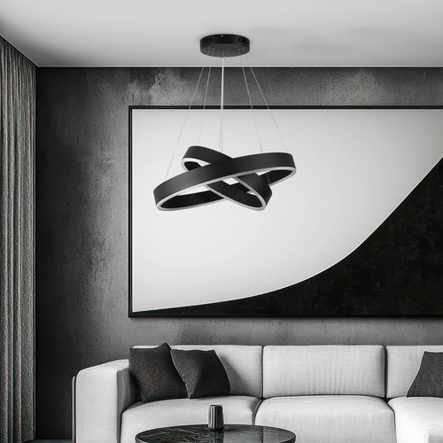 kelvo® VENOM 61185-DECO Μοντέρνο Κρεμαστό Φωτιστικό Οροφής LED 75W 8818lm 120° AC 220-240V IP20 Ρυθμιζόμενο Λευκό CCT με Χειριστήριο από 2700K έως 6000K Dimmable - Lumileds SMD Chip - Μαύρο Ματ - Μ60 x Π60 x Υ40cm - 3 Χρόνια Εγγύηση