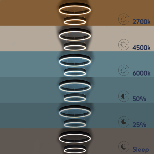 kelvo® VENOM 61185-DECO Μοντέρνο Κρεμαστό Φωτιστικό Οροφής LED 75W 8818lm 120° AC 220-240V IP20 Ρυθμιζόμενο Λευκό CCT με Χειριστήριο από 2700K έως 6000K Dimmable - Lumileds SMD Chip - Μαύρο Ματ - Μ60 x Π60 x Υ40cm - 3 Χρόνια Εγγύηση