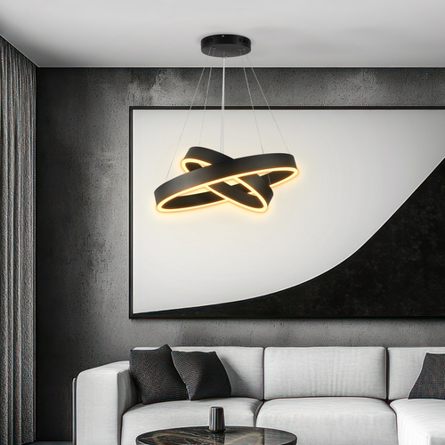 kelvo® VENOM 61185-DECO Μοντέρνο Κρεμαστό Φωτιστικό Οροφής LED 75W 8818lm 120° AC 220-240V IP20 Ρυθμιζόμενο Λευκό CCT με Χειριστήριο από 2700K έως 6000K Dimmable - Lumileds SMD Chip - Μαύρο Ματ - Μ60 x Π60 x Υ40cm - 3 Χρόνια Εγγύηση