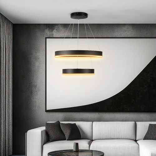 kelvo® VENOM 61185 Μοντέρνο Κρεμαστό Φωτιστικό Οροφής LED 75W 8818lm 120° AC 220-240V IP20 Ρυθμιζόμενο Λευκό CCT με Χειριστήριο από 2700K έως 6000K Dimmable - Lumileds SMD Chip - Μαύρο Ματ - Μ60 x Π60 x Υ40cm - 3 Χρόνια Εγγύηση