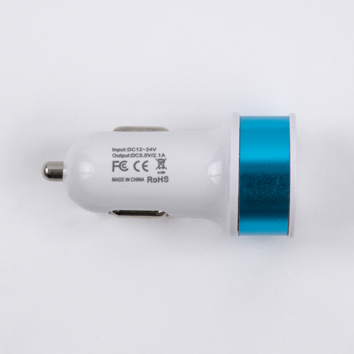 Globostar® S-90989 Μπλε Φορτιστής Αυτοκινήτου DC 12-24V με 2 Εξόδους USB DC 5V 1.0Α & 2.1A