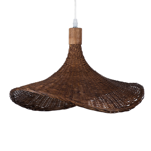 GLOBOSTAR® CUBA 01718 Boho Κρεμαστό Φωτιστικό Οροφής με Ντουί 1 x E27 AC 220-240V IP20 - Καφέ - Μ43 x Π43 x Y30cm