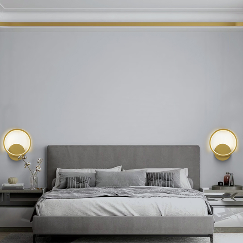 GLOBOSTAR® TED 61072 Μοντέρνο Φωτιστικό Τοίχου - Απλίκα LED 9W 1080lm 300° AC 220-240V IP20 Ρυθμιζόμενο Λευκό CCT με On/Off 2700K/4500K/6000K - Lumileds SMD Chip - Χρυσό Βούρτσας - Μ20 x Π5.5 x Υ23cm - 3 Χρόνια Εγγύηση