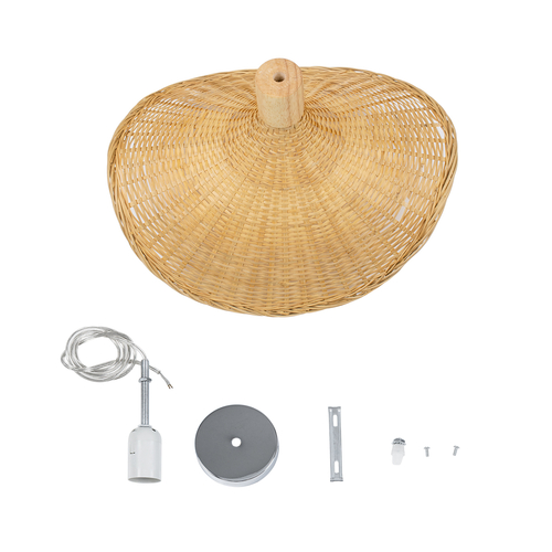 GLOBOSTAR® CUBA 01715 Boho Κρεμαστό Φωτιστικό Οροφής με Ντουί 1 x E27 AC 220-240V IP20 - Μπεζ - Μ33 x Π33 x Υ25cm