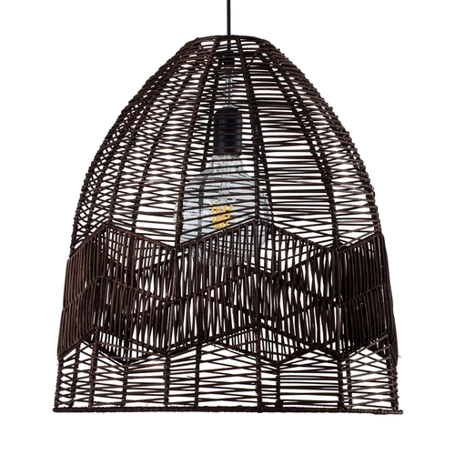 GLOBOSTAR® ALOHA 01752 Boho Κρεμαστό Φωτιστικό Οροφής με Ντουί 1 x E27 AC 220-240V IP20 - Καφέ - Μ45 x Π45 x Υ48cm