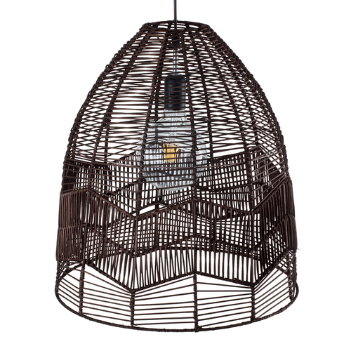 GLOBOSTAR® ALOHA 01752 Boho Κρεμαστό Φωτιστικό Οροφής με Ντουί 1 x E27 AC 220-240V IP20 - Καφέ - Μ45 x Π45 x Υ48cm