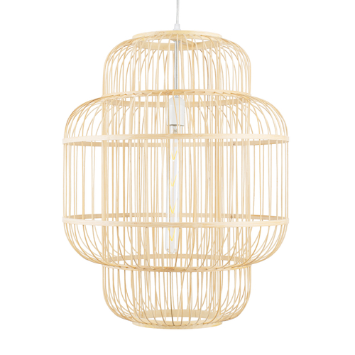 GLOBOSTAR® HIBISCUS 01763 Boho Κρεμαστό Φωτιστικό Οροφής με Ντουί 1 x E27 AC 220-240V IP20 - Μπεζ - Μ48 x Π48 x Y60cm