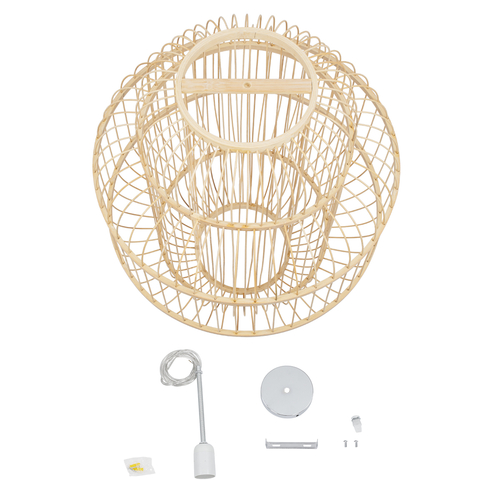 GLOBOSTAR® HIBISCUS 01763 Boho Κρεμαστό Φωτιστικό Οροφής με Ντουί 1 x E27 AC 220-240V IP20 - Μπεζ - Μ48 x Π48 x Y60cm