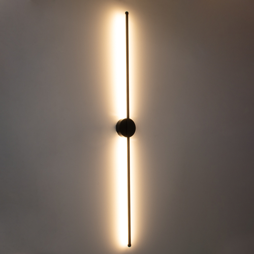 GLOBOSTAR® DIADEM 61333 Μοντέρνο Φωτιστικό Τοίχου - Απλίκα LED 18W 2160lm 120° AC 220-240V IP20 Ρυθμιζόμενο Λευκό CCT με On/Off 2700K/4500K/6000K - Lumileds SMD Chip - Μαύρο Ματ - Μ10 x Π4 x Υ120cm - 3 Χρόνια Εγγύηση