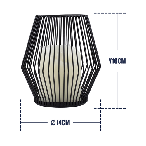 GloboStar® CANDLE 76493 Διακοσμητικό Realistic Κερί με LED Εφέ Κινούμενης Φλόγας - Μπαταρίας 2 x AA (Δεν Συμπεριλαμβάνονται) & Ασύρματο Χειριστήριο IR Θερμό Λευκό 2700K Dimmable Μαύρο Φ14 x Υ16cm