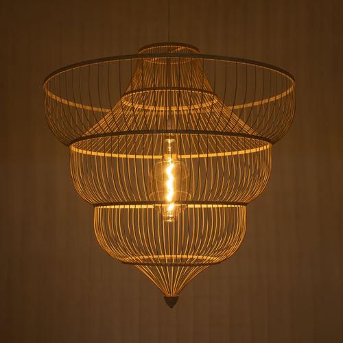 GLOBOSTAR® HIBISCUS 01781 Boho Κρεμαστό Φωτιστικό Οροφής με Ντουί 1 x E27 AC 220-240V IP20 - Μπεζ - Μ100 x Π100 x Υ100cm