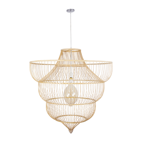 GLOBOSTAR® HIBISCUS 01781 Boho Κρεμαστό Φωτιστικό Οροφής με Ντουί 1 x E27 AC 220-240V IP20 - Μπεζ - Μ100 x Π100 x Υ100cm