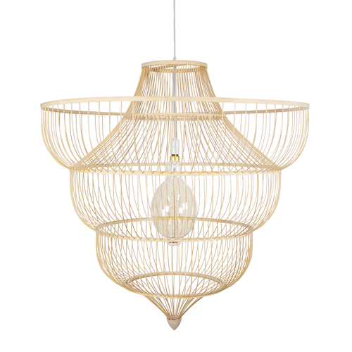 GLOBOSTAR® HIBISCUS 01781 Boho Κρεμαστό Φωτιστικό Οροφής με Ντουί 1 x E27 AC 220-240V IP20 - Μπεζ - Μ100 x Π100 x Υ100cm