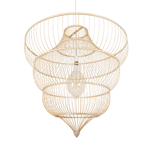 GLOBOSTAR® HIBISCUS 01781 Boho Κρεμαστό Φωτιστικό Οροφής με Ντουί 1 x E27 AC 220-240V IP20 - Μπεζ - Μ100 x Π100 x Υ100cm